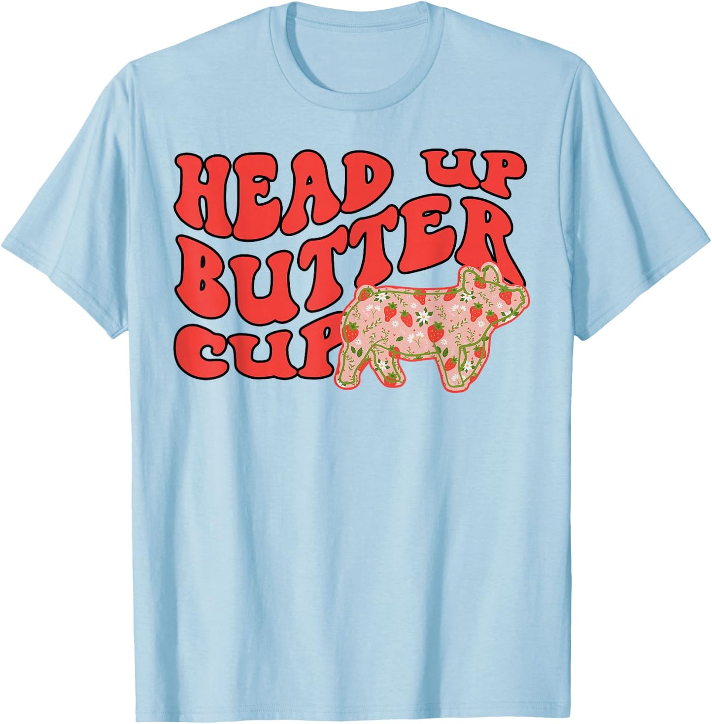 Pig Head Up Butter Cup T-Shirt - T-Shirt | Light Blue