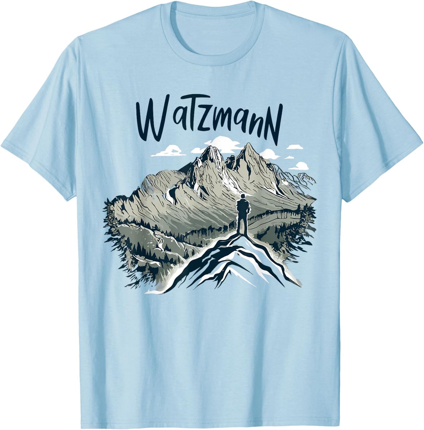 Watzmann Königssee Berchtesgaden Damen Bergsteiger- Grau Klein EU S Kurzarm Crew-Ausschnitt Pull-On Polyester 100% Imported Alle T-Shirt - T-Shirt | Light Blue