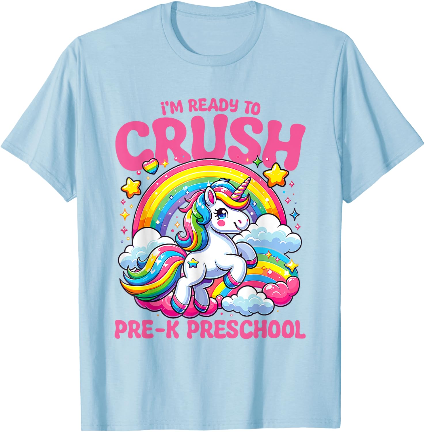 Crush Pre-k Preschool Unicorn Girls Teacher Back to School T-Shirt - T-Shirt | Light Blue