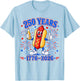 America 250th Anniversary USA Patriotic Hotdog 4th of July T-Shirt - T-Shirt | Light Blue