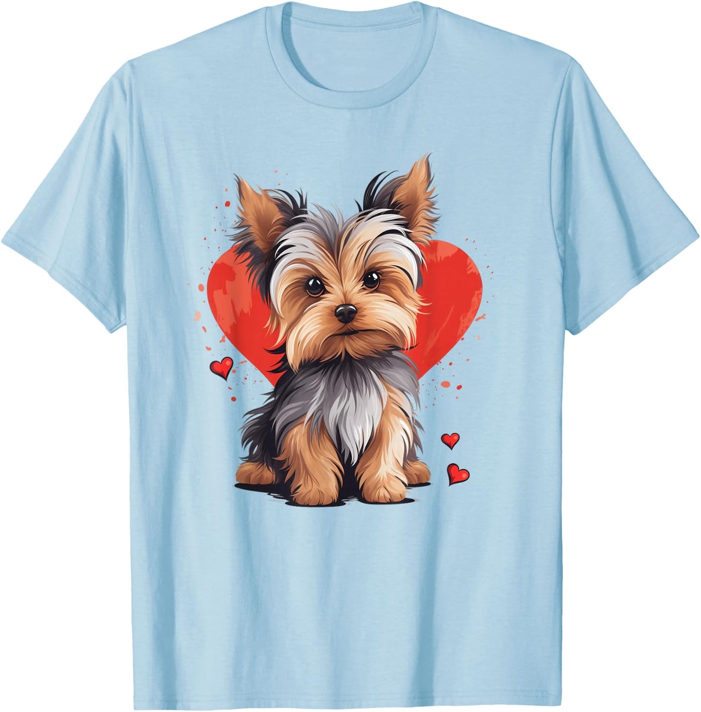 Yorkie Owner Mom Dad Yorkshire Terrier Dog Lover Valentine T-Shirt - T-Shirt | Light Blue