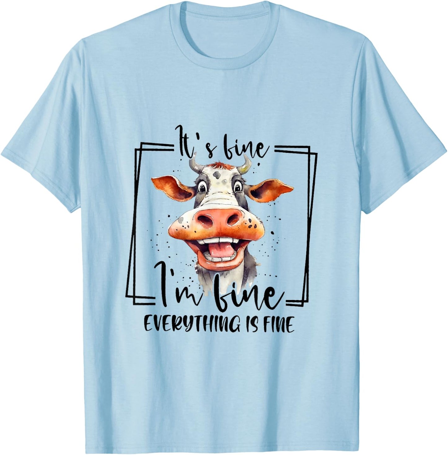Cow It's Fine I'm Fine Everything Is Fine Teacher Xmas Women Kids T-Shirt - T-Shirt | Light Blue