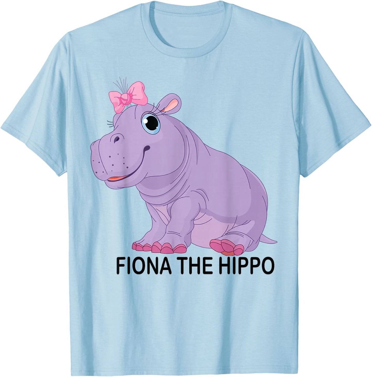 Fiona-The Hippo T-Shirt - T-Shirt | Light Blue