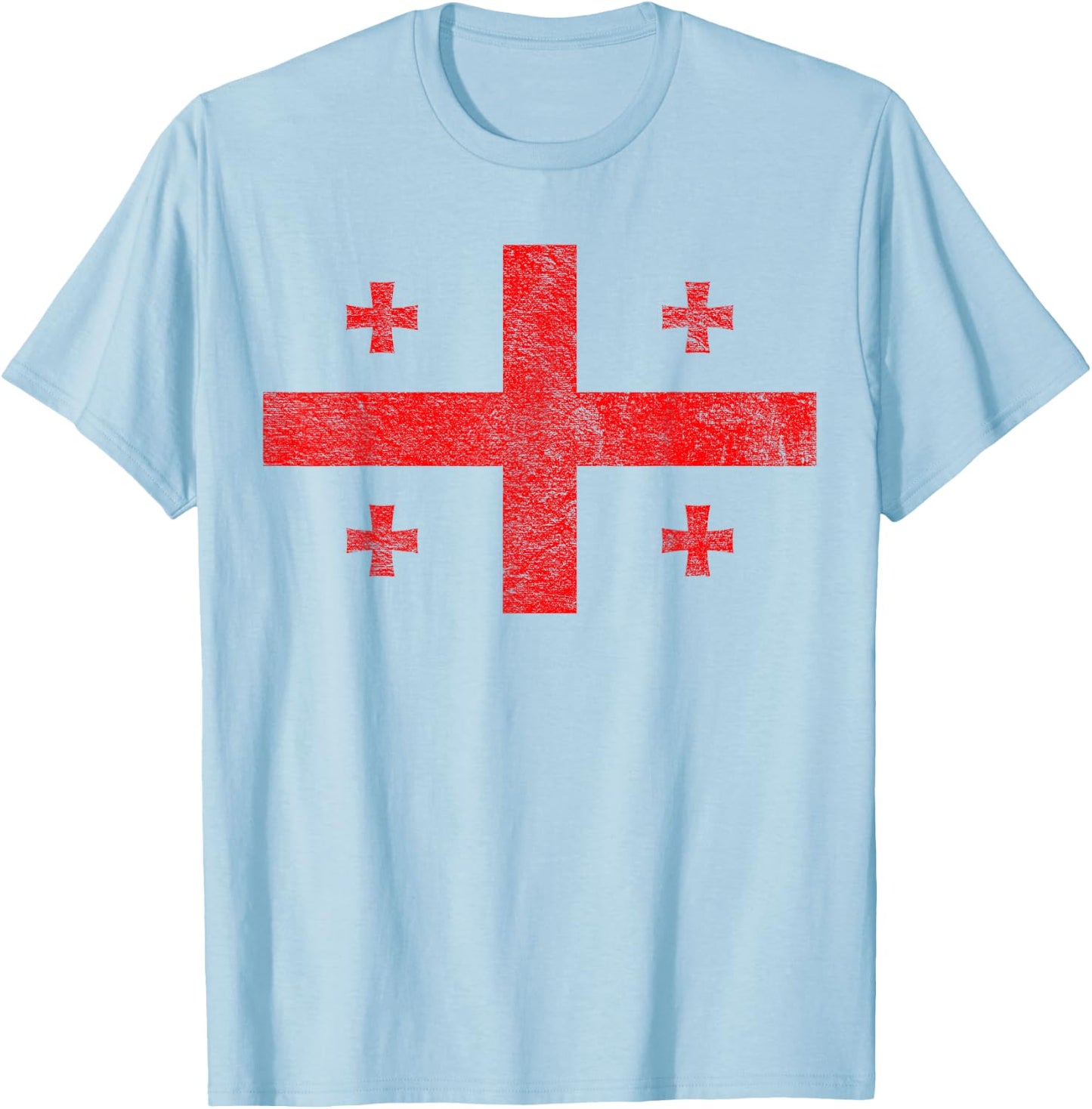 Georgia National Flag Country Tbilisi Coat of Arms T-Shirt - T-Shirt | Light Blue
