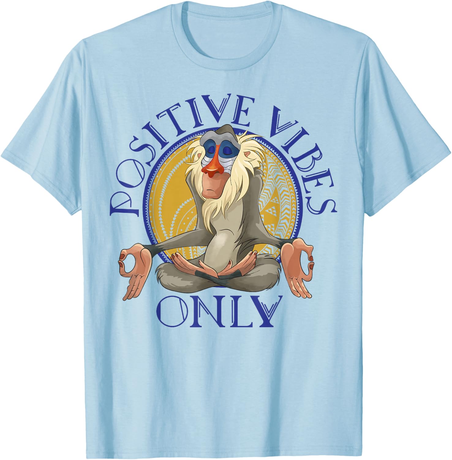 Disney Lion King Rafiki Meditating Positive Vibes Only T-Shirt - T-Shirt | Light Blue