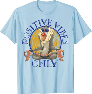 Disney Lion King Rafiki Meditating Positive Vibes Only T-Shirt - T-Shirt | Light Blue