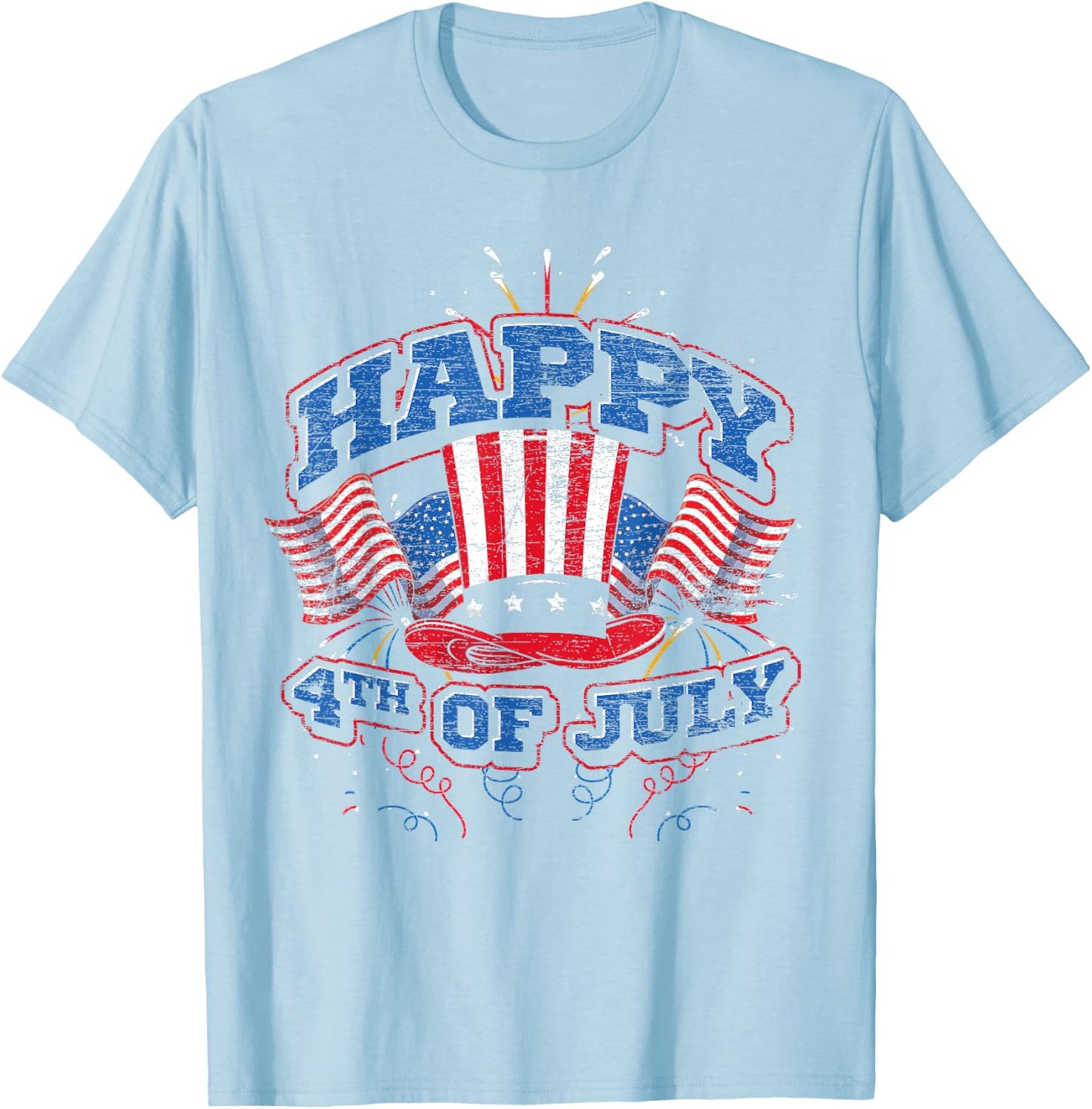 Happy 4th Of July US Flag Liberty American 4th Of July T-Shirt - T-Shirt | Light Blue