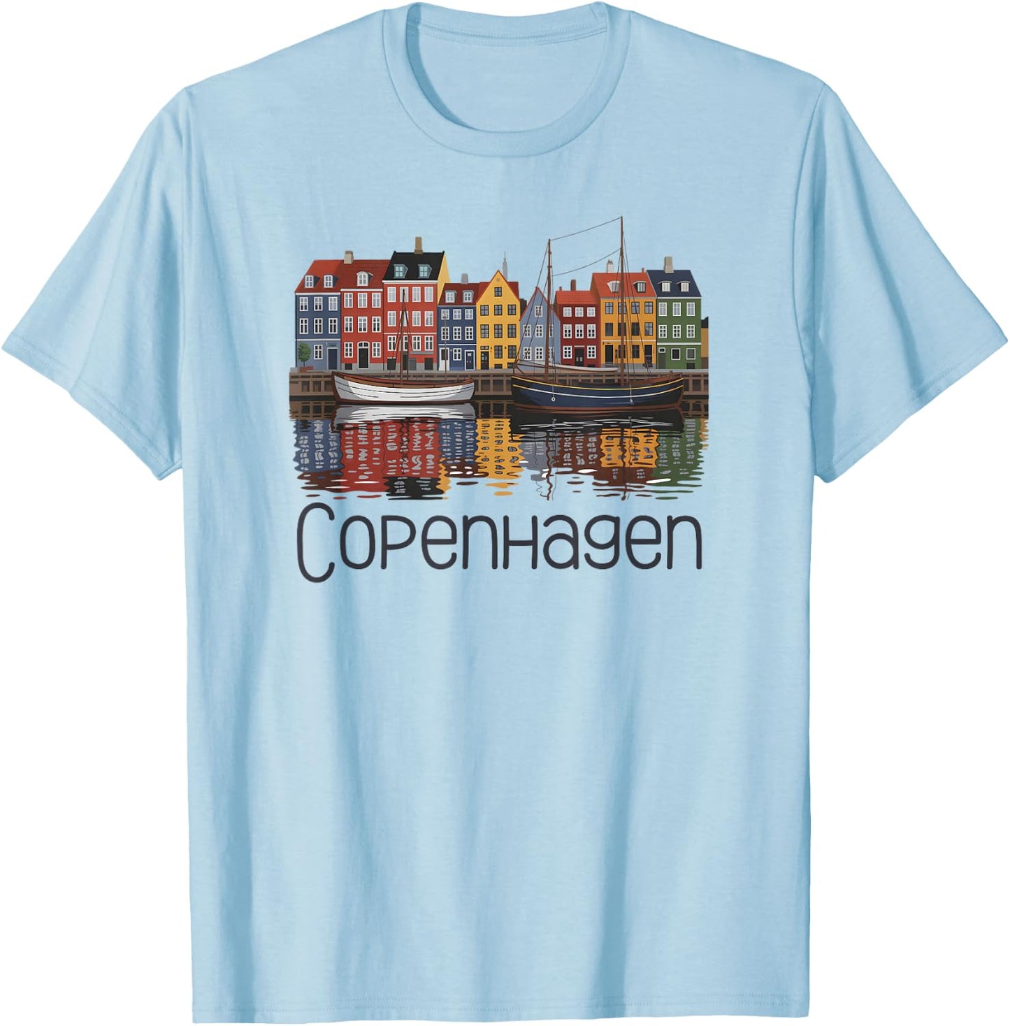 Copenhagen Denmark Sketch Souvenir/Copenhagen T-Shirt - T-Shirt | Light Blue
