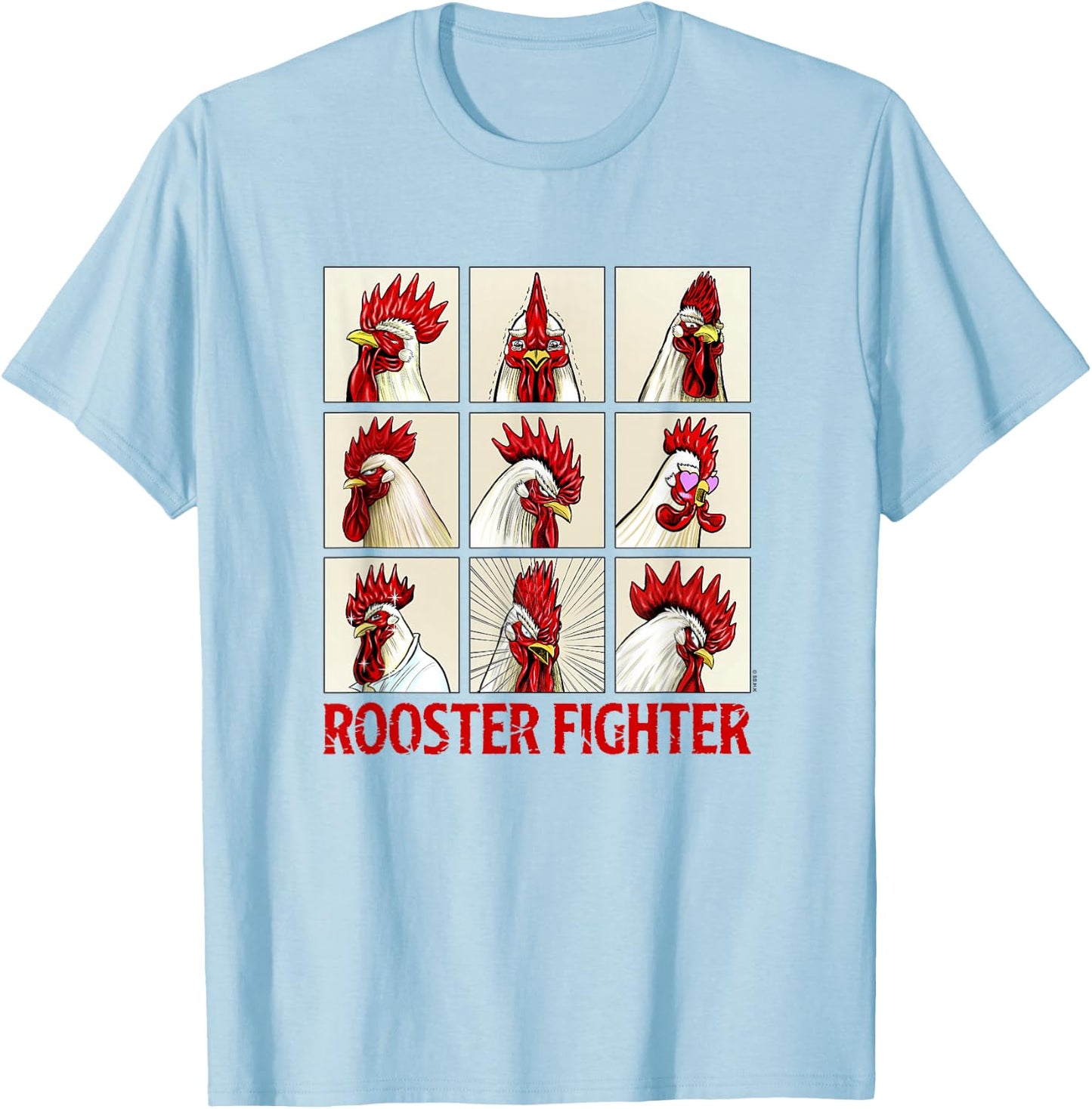 Rooster Fighter Expressions of Keiji Box Up T-Shirt - T-Shirt | Light Blue