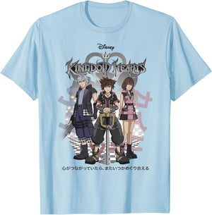 Disney Kingdom Hearts 3 Sora Riku Kairi Kanji T-Shirt - T-Shirt | Light Blue