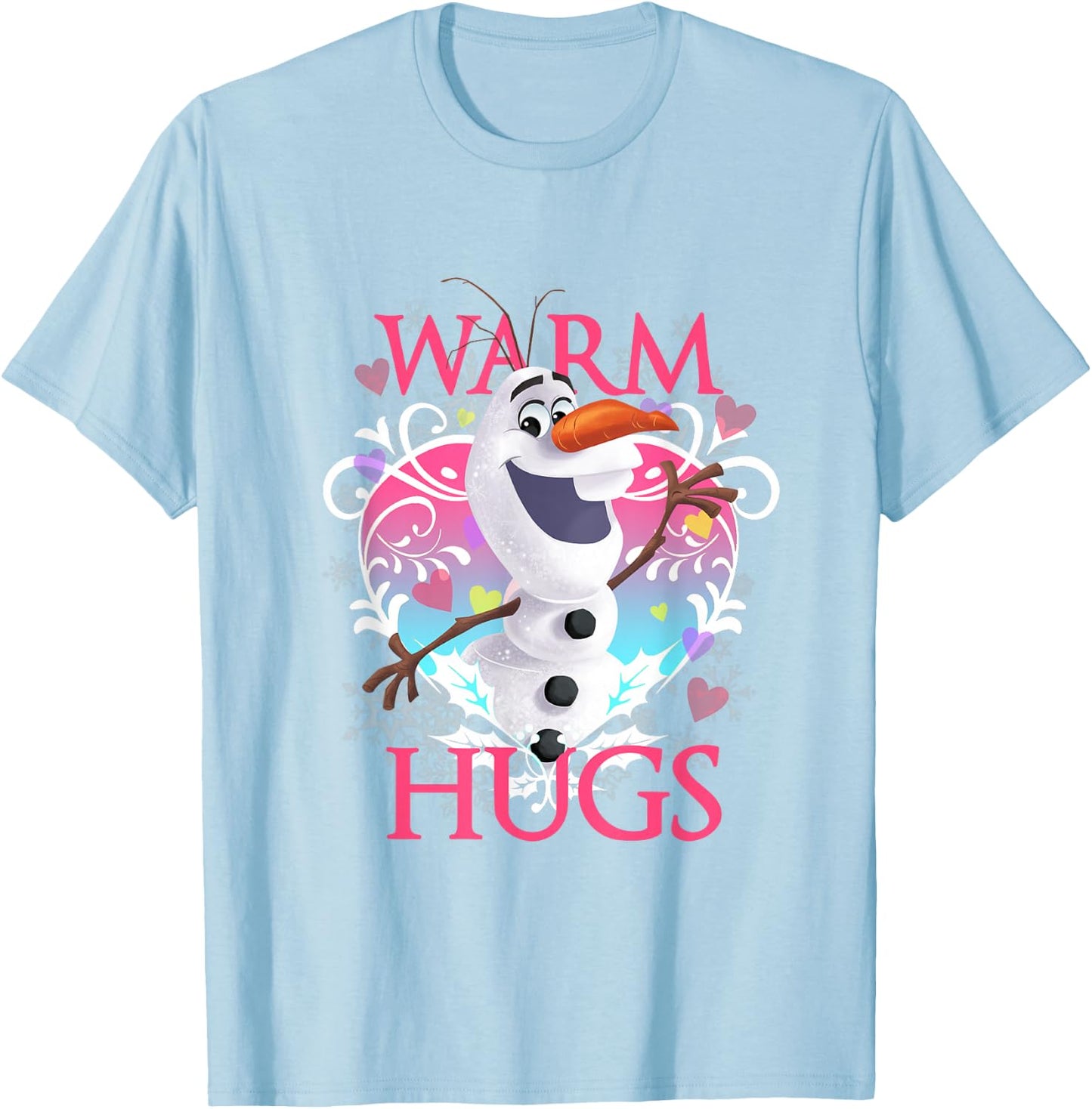 Disney Frozen Warm Hugs Olaf Heart Shaped Vintage Portrait T-Shirt - T-Shirt | Light Blue
