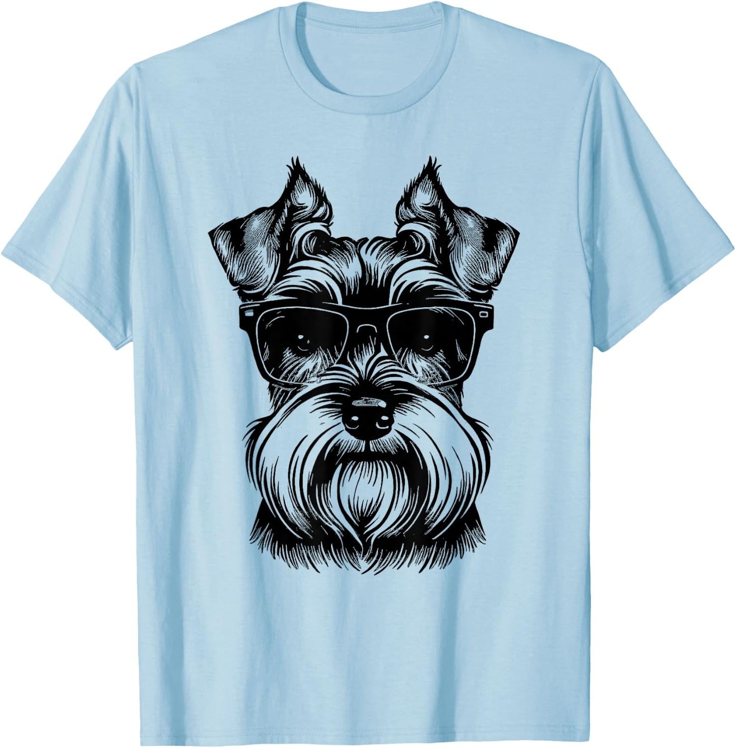 Miniature Schnauzer Miniature Schnauzer dog with sunglasses T-Shirt - T-Shirt | Light Blue