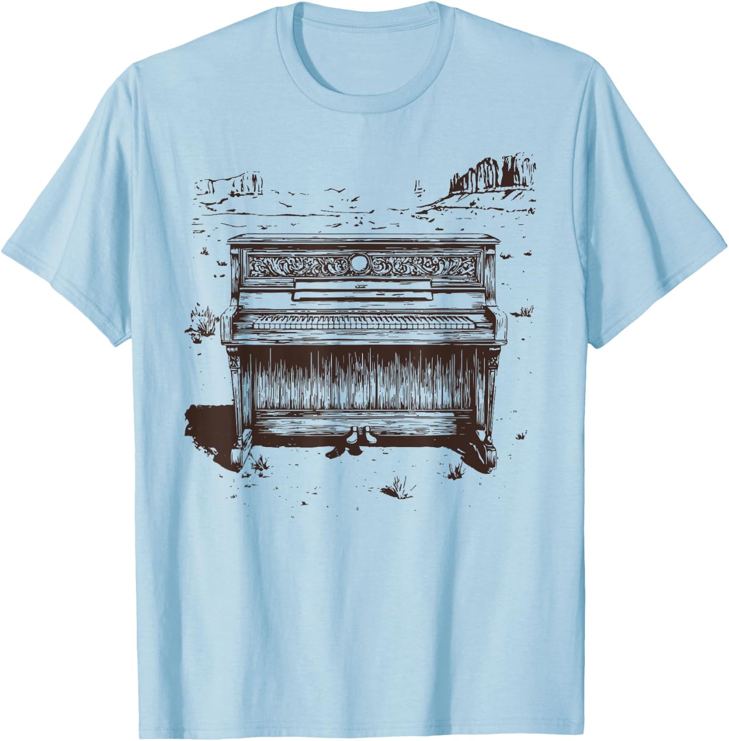 Vintage Western Piano Player - Piano Shirt - Piano T-Shirt - T-Shirt | Light Blue