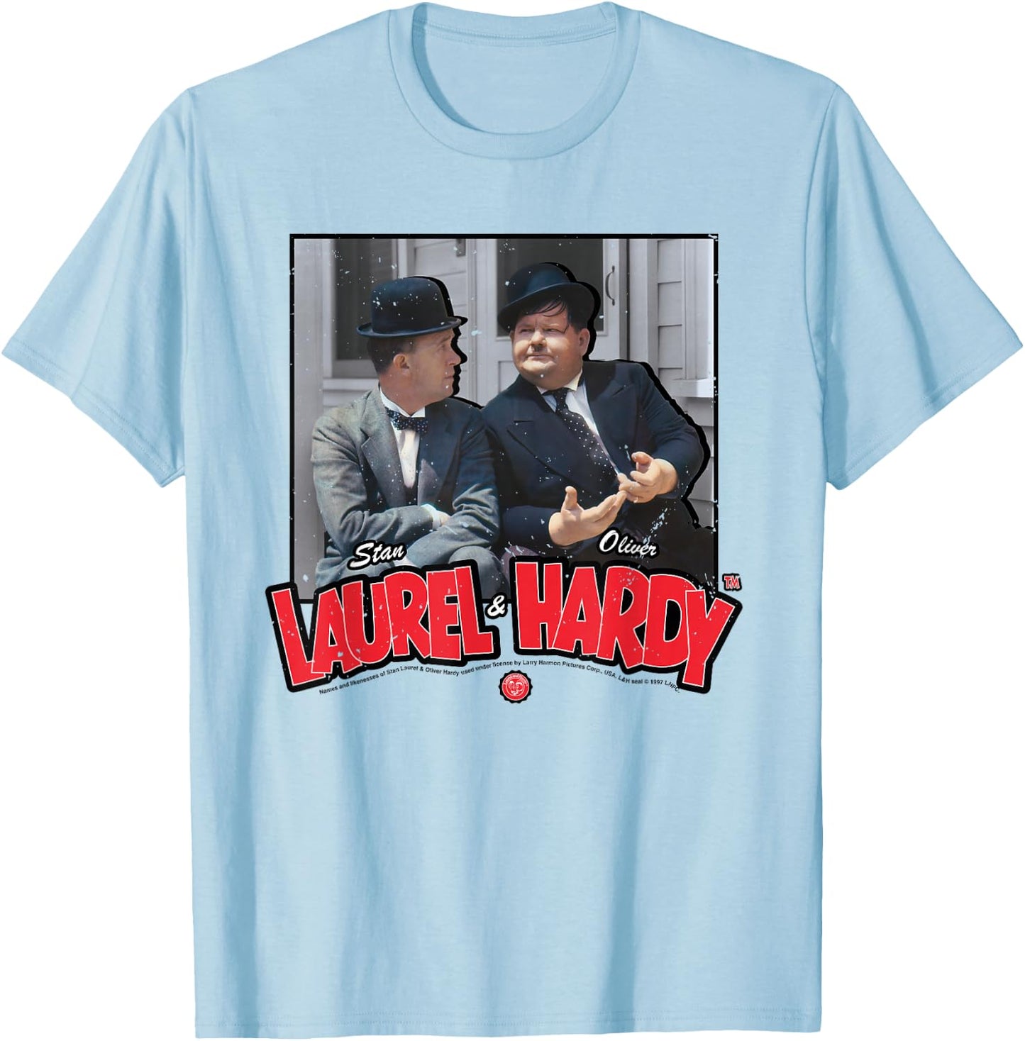 Comic Duo Stan Laurel and Oliver Hardy T-Shirt - T-Shirt | Light Blue