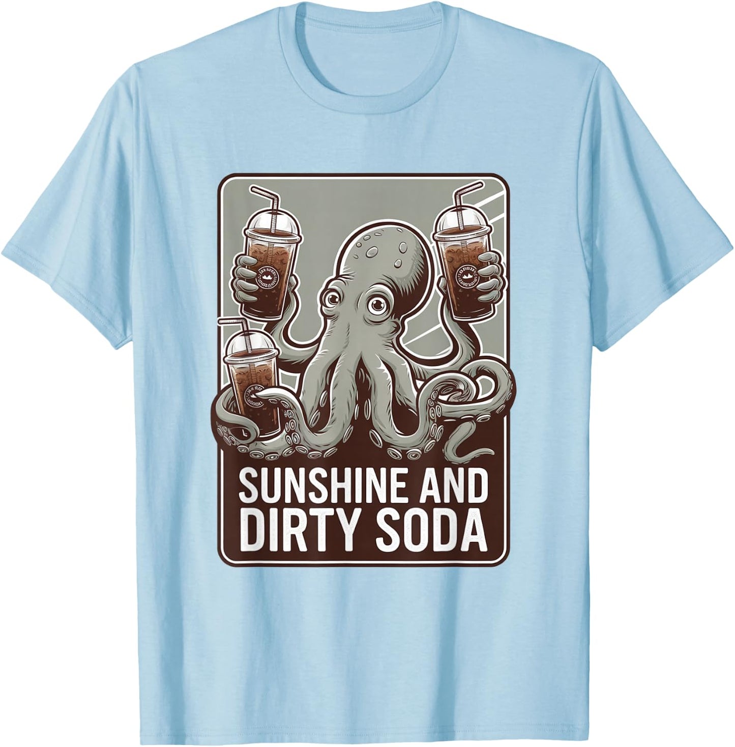 Dirty Soda Capitan Octopus Iced Beverage T-Shirt - T-Shirt | Light Blue
