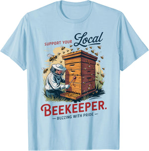 Support Your Local Beekeeper T-Shirt - T-Shirt | Light Blue