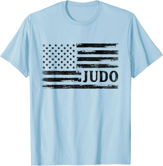 Judo Black Vintage USA Flag Coach Boy T-Shirt - T-Shirt | Light Blue