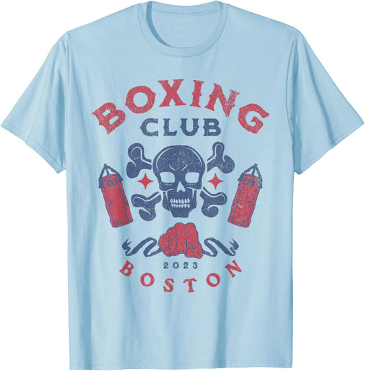 Boxing Club Boston Skull T-Shirt - T-Shirt | Light Blue