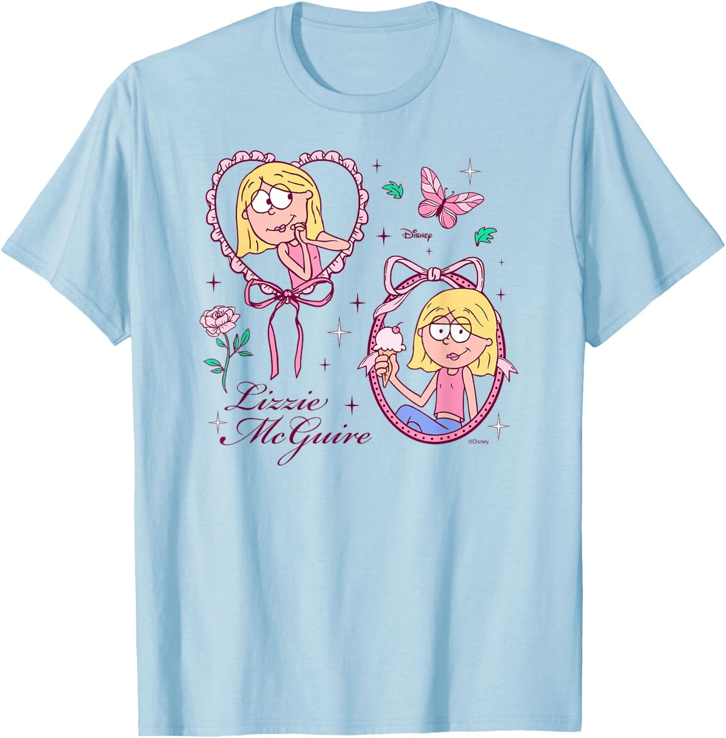 Disney Lizzie McGuire Girl Ribbons and Roses T-Shirt - T-Shirt | Light Blue