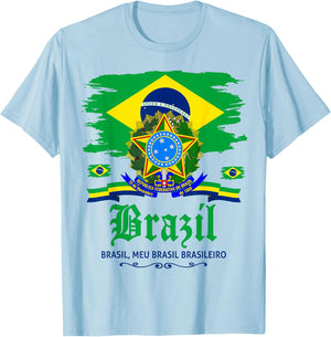 Brazil Flag - Outfit Idea - Brazilian Flag , Yellow, S T-Shirt - T-Shirt | Light Blue