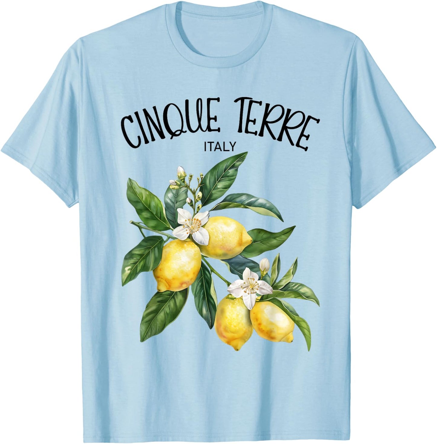 Cinque Terre Lemon Art Italian Fruit Lover Italy Riviera T-Shirt - T-Shirt | Light Blue