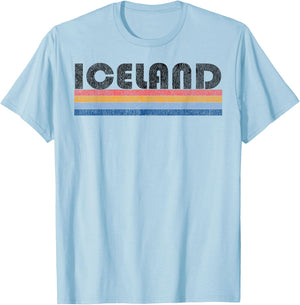 Vintage 1980s Style Iceland T-Shirt - T-Shirt | Light Blue