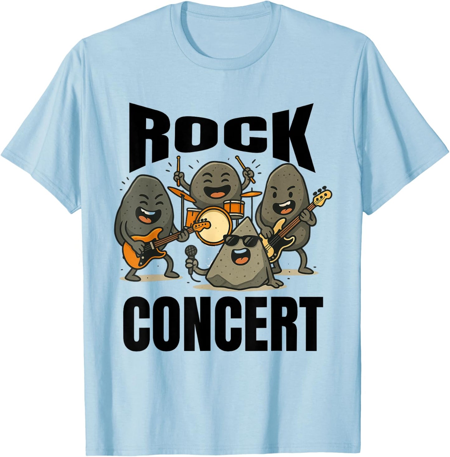 Rocks Band Drums Guitar Music Lover Funny T-Shirt - T-Shirt | Light Blue