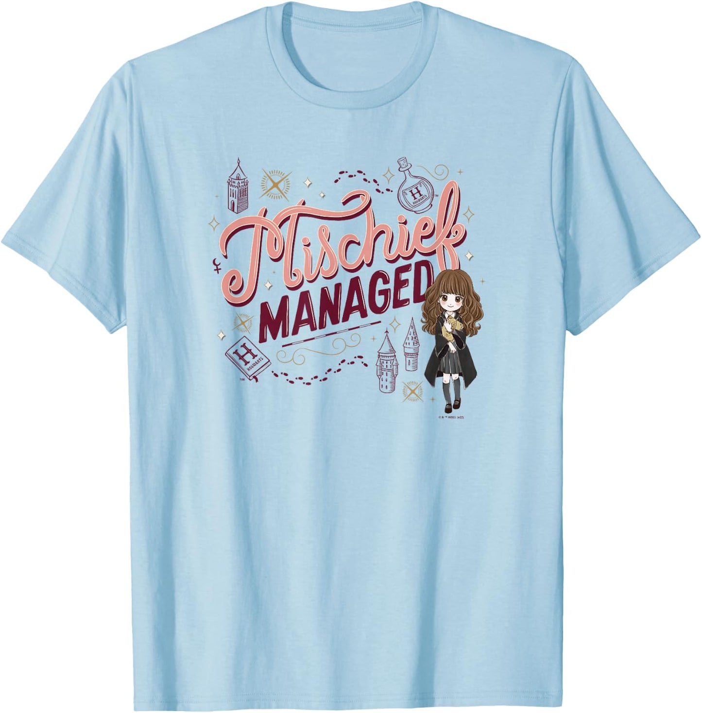 Harry Potter: Deathly Hallows 2 Hermione Mischief Managed T-Shirt - T-Shirt | Light Blue