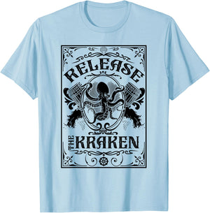 Unleash the Kraken Funny Octopus Design Sea Monster T-Shirt - T-Shirt | Light Blue