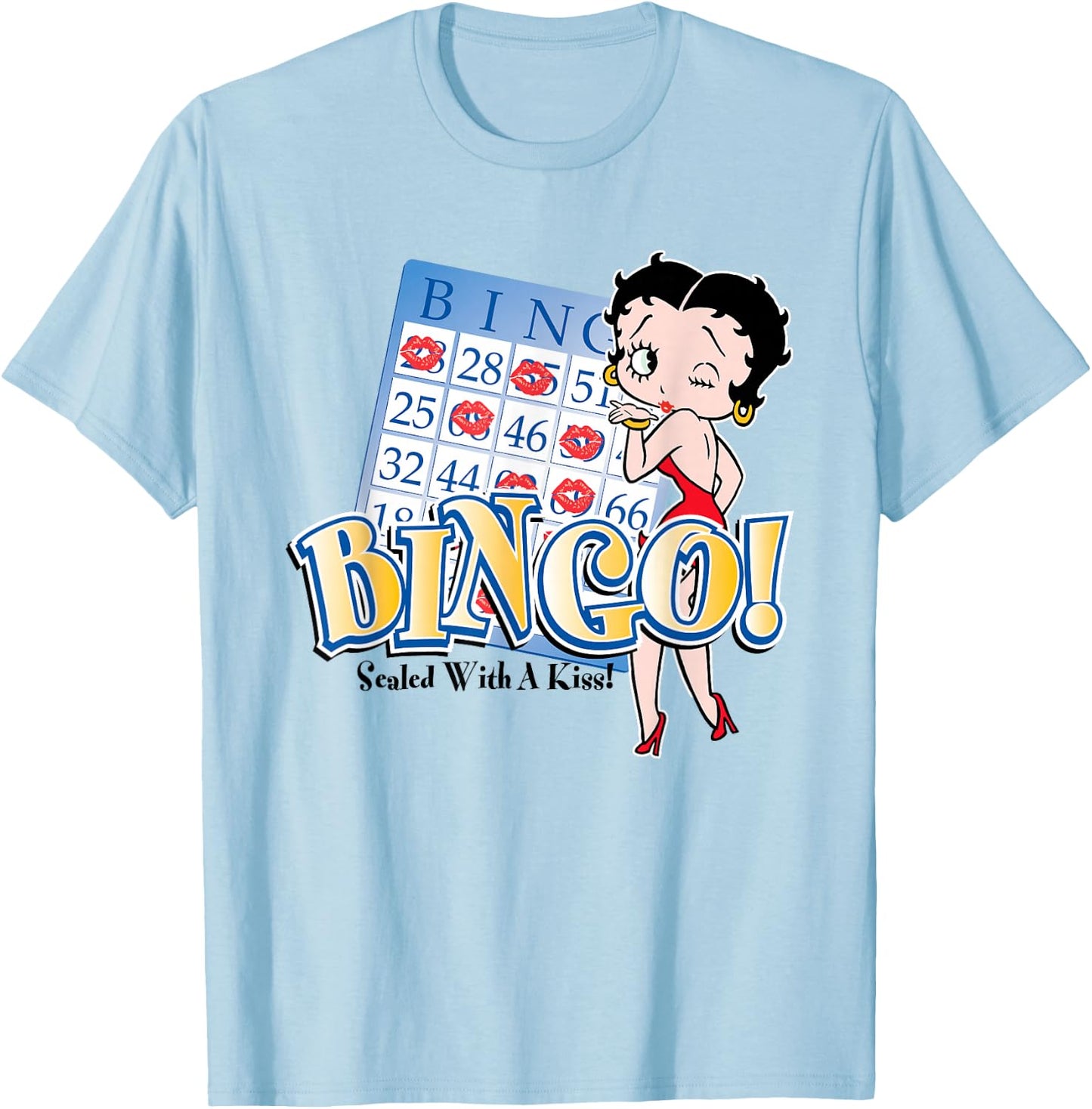 Betty Boop Bingo Sealed With A Kiss! T-Shirt - T-Shirt | Light Blue