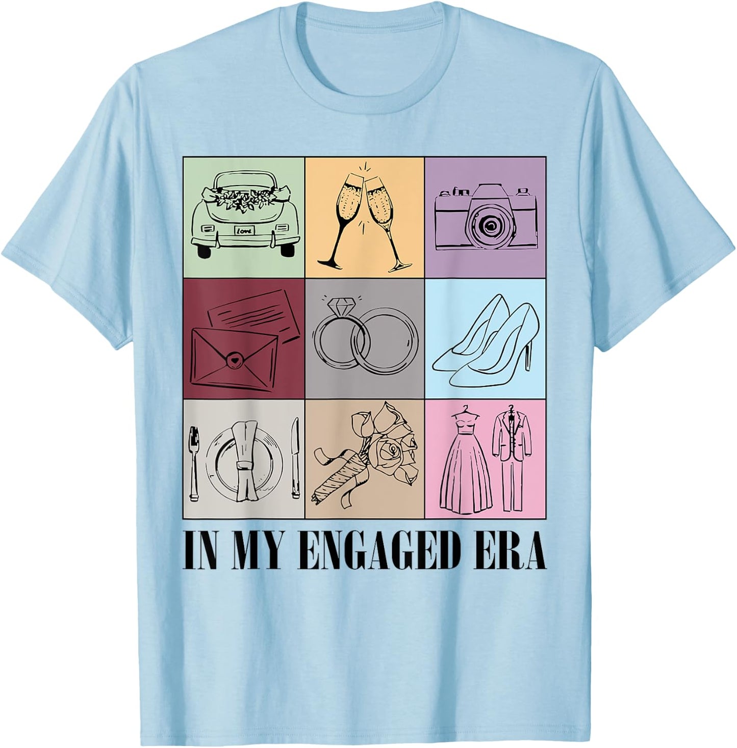 In My Engaged Era Retro Bride Wedding Engagement Party T-Shirt - T-Shirt | Light Blue