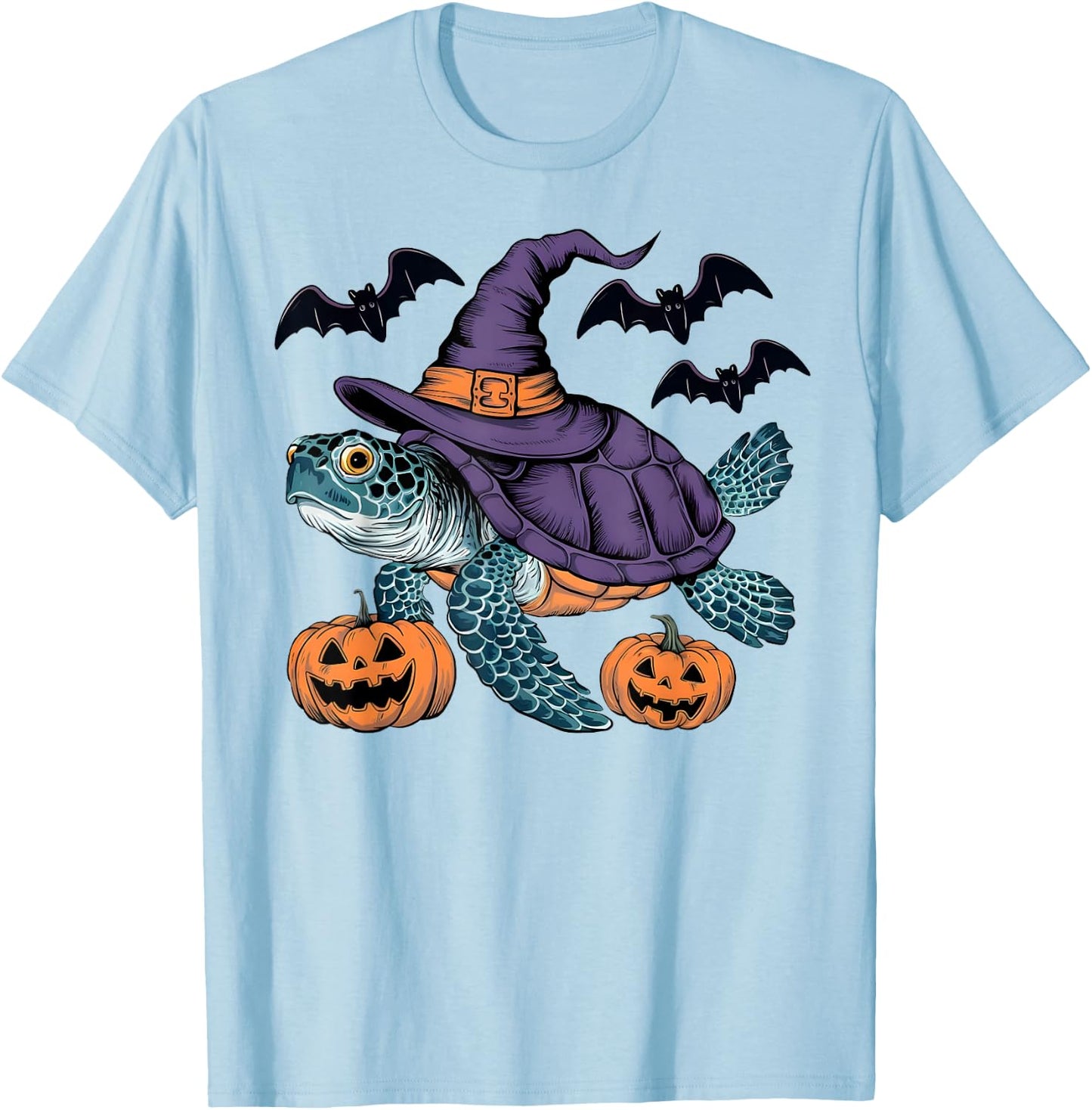 Pumpkin Bat Witch Costume Sea Turtle Halloween T-Shirt - T-Shirt | Light Blue