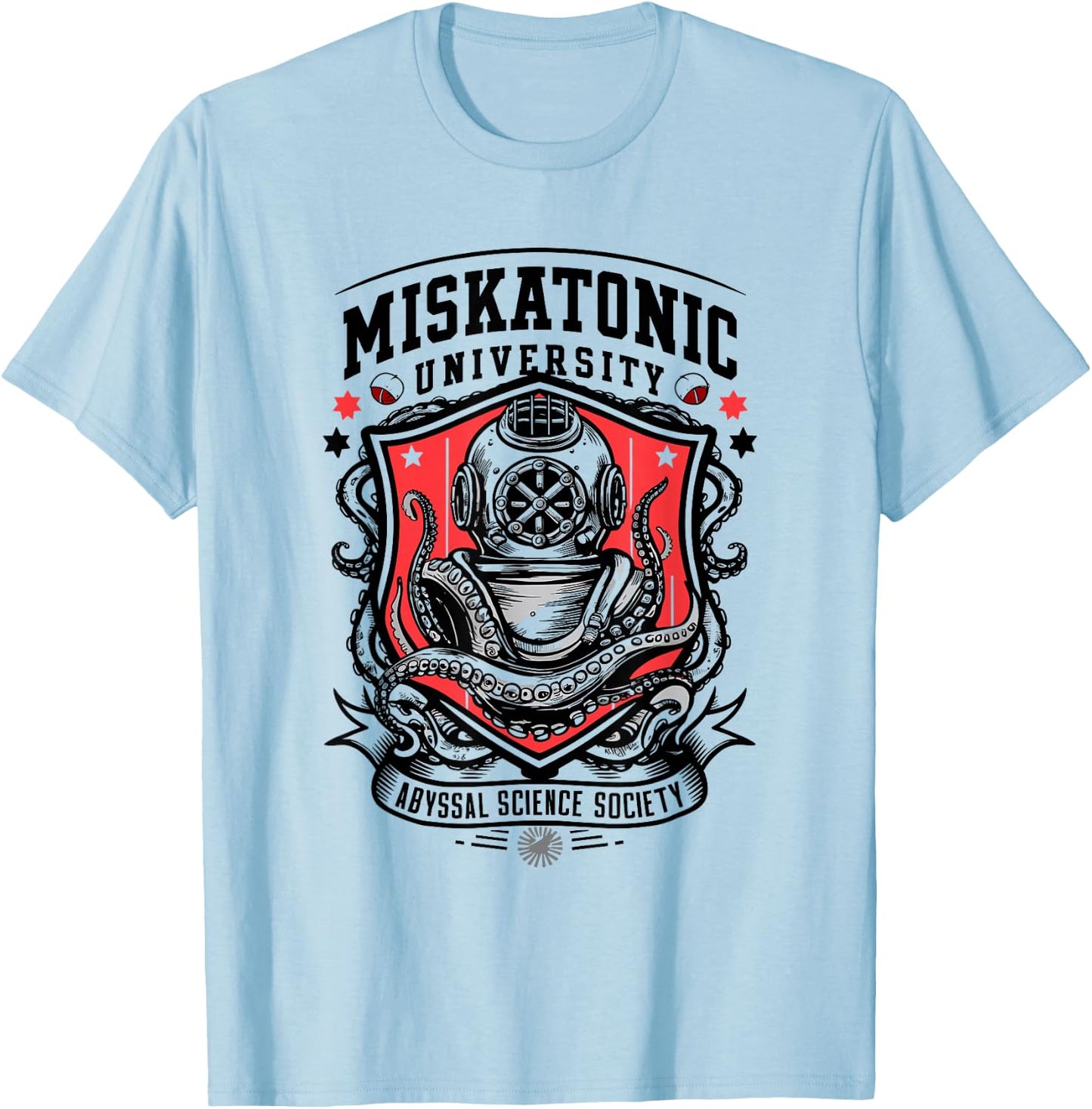 Miskatonic University Abyssal Science Society Nautic Cthulhu T-Shirt - T-Shirt | Light Blue