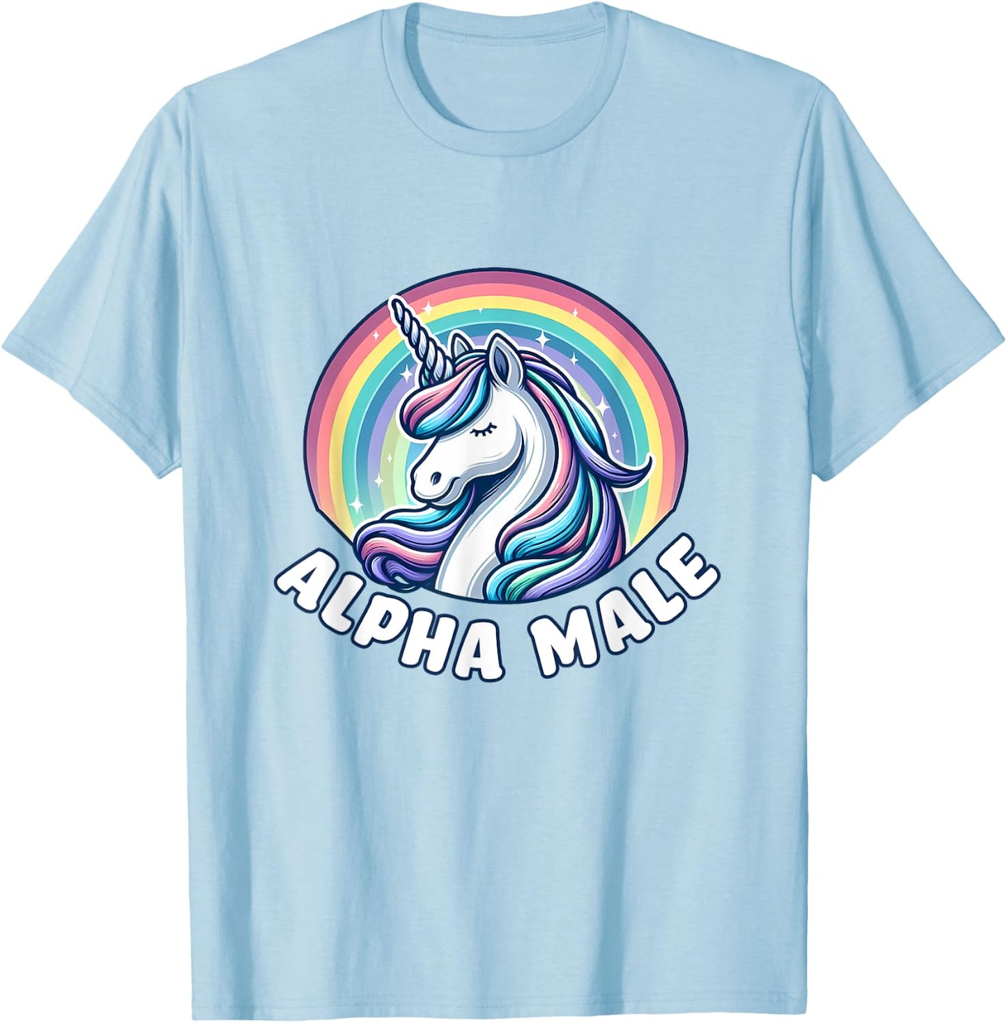 Ironic Cute Alpha Male Unicorn Funny Sarcastic Humor Men T-Shirt - T-Shirt | Light Blue