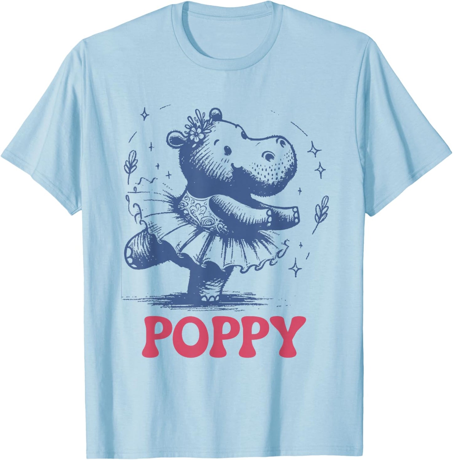 Poppy the Baby Pygmy Hippo. Richmond. I Love Poppy T-Shirt - T-Shirt | Light Blue