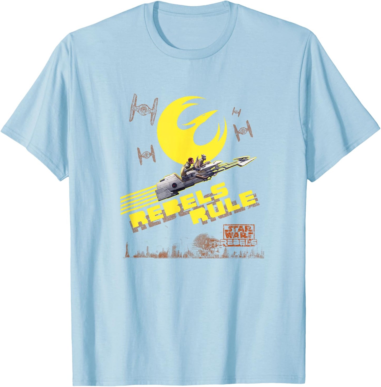 Star Wars Rebels Kanan & Zeb Riding Space Bikes Vintage T-Shirt - T-Shirt | Light Blue