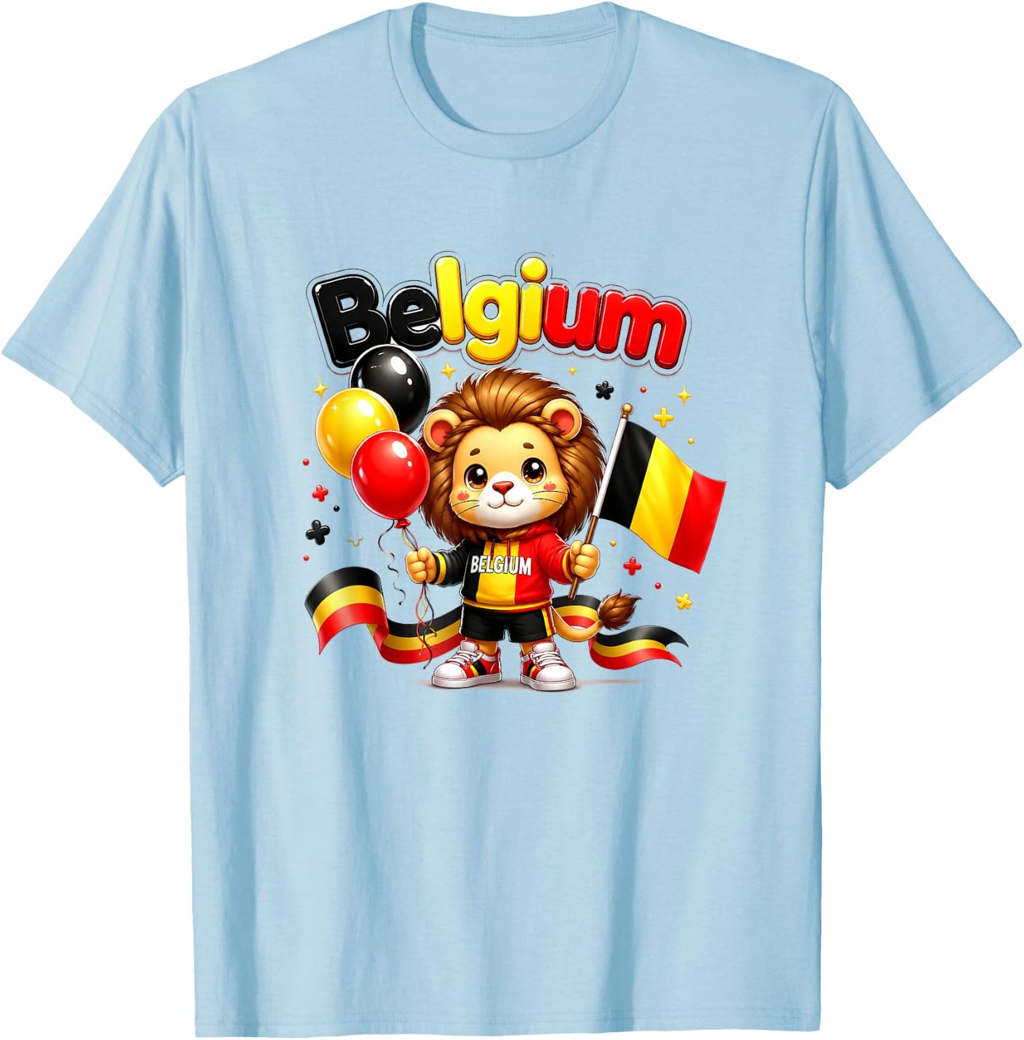 Belgium Flag, Belgian , Belgium Shirt for Kids Girls T-Shirt - T-Shirt | Light Blue