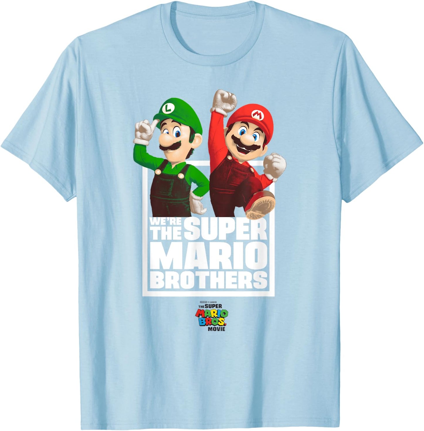 The Super Mario Bros. Movie The Super Mario Bros. Portrait , blue T-Shirt - T-Shirt | Light Blue