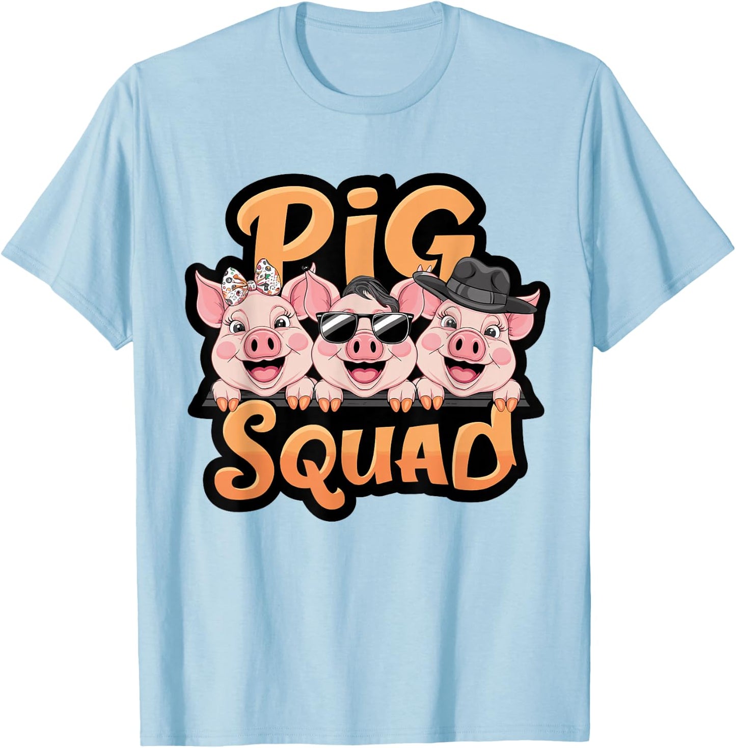 Pig Squad for Pig Lover Stuff | Kids Pig T-Shirt - T-Shirt | Light Blue