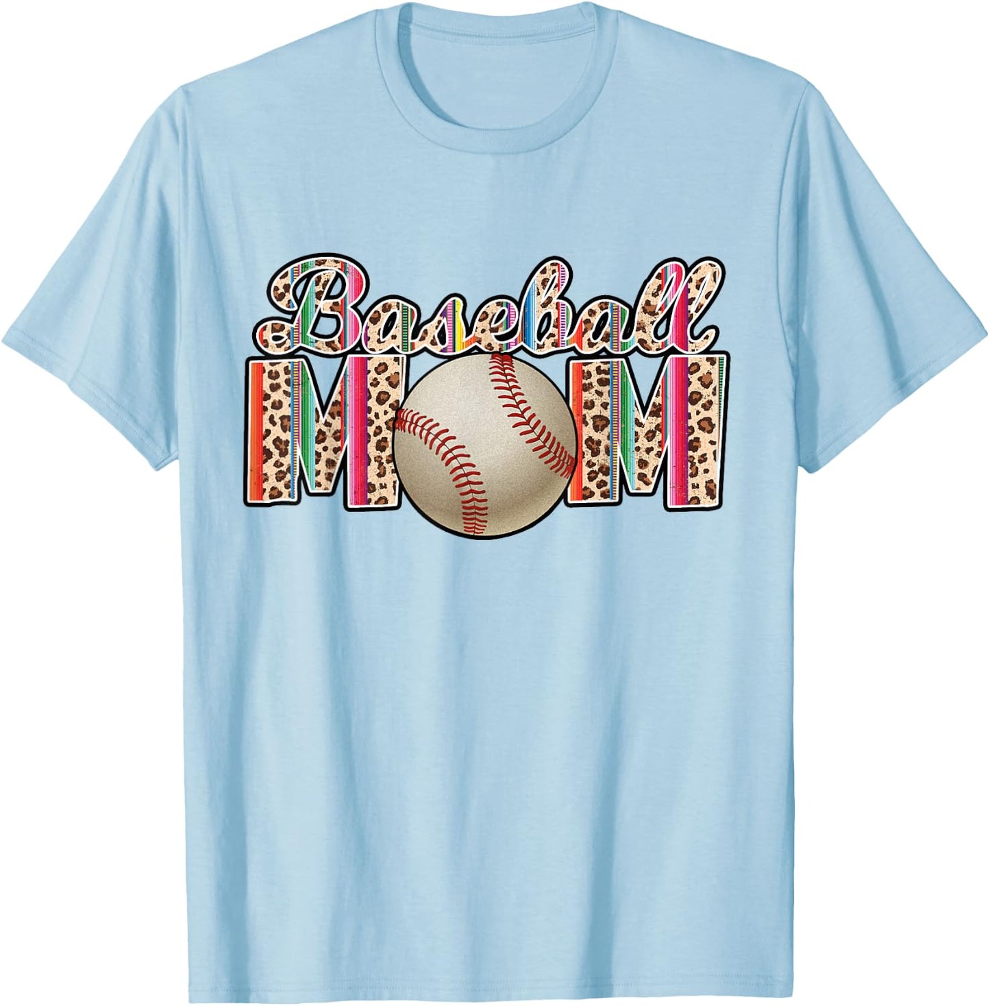 Baseball Mom Leopard Tie Dye Baseball Mothers Day T-Shirt - T-Shirt | Light Blue