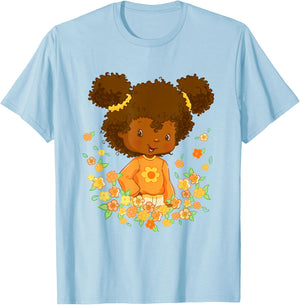 Strawberry Shortcake Orange Blossom Floral Big Chest Logo T-Shirt - T-Shirt | Light Blue