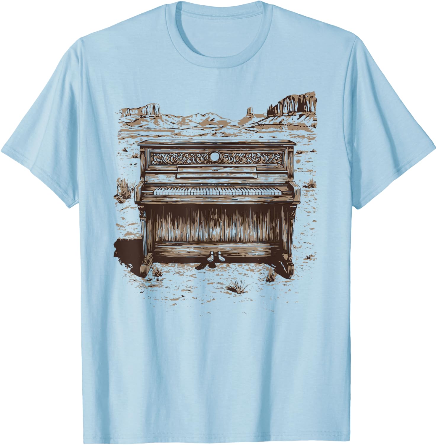 Vintage Western Piano Player - Piano Shirt - Piano T-Shirt - T-Shirt | Light Blue