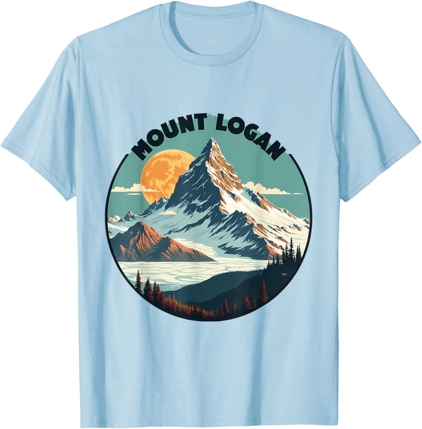 Mount Logan Mountain Sunset Adventure Nature T-Shirt - T-Shirt | Light Blue