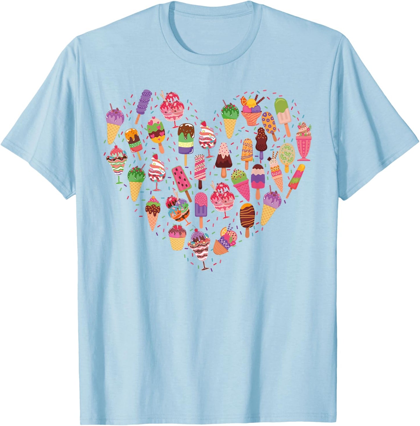 Ice Cream Heart Ice Lolly , White T-Shirt - T-Shirt | Light Blue