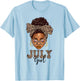 July Girls Messy Bun Leopard Black Women Birthday T-Shirt - T-Shirt | Light Blue