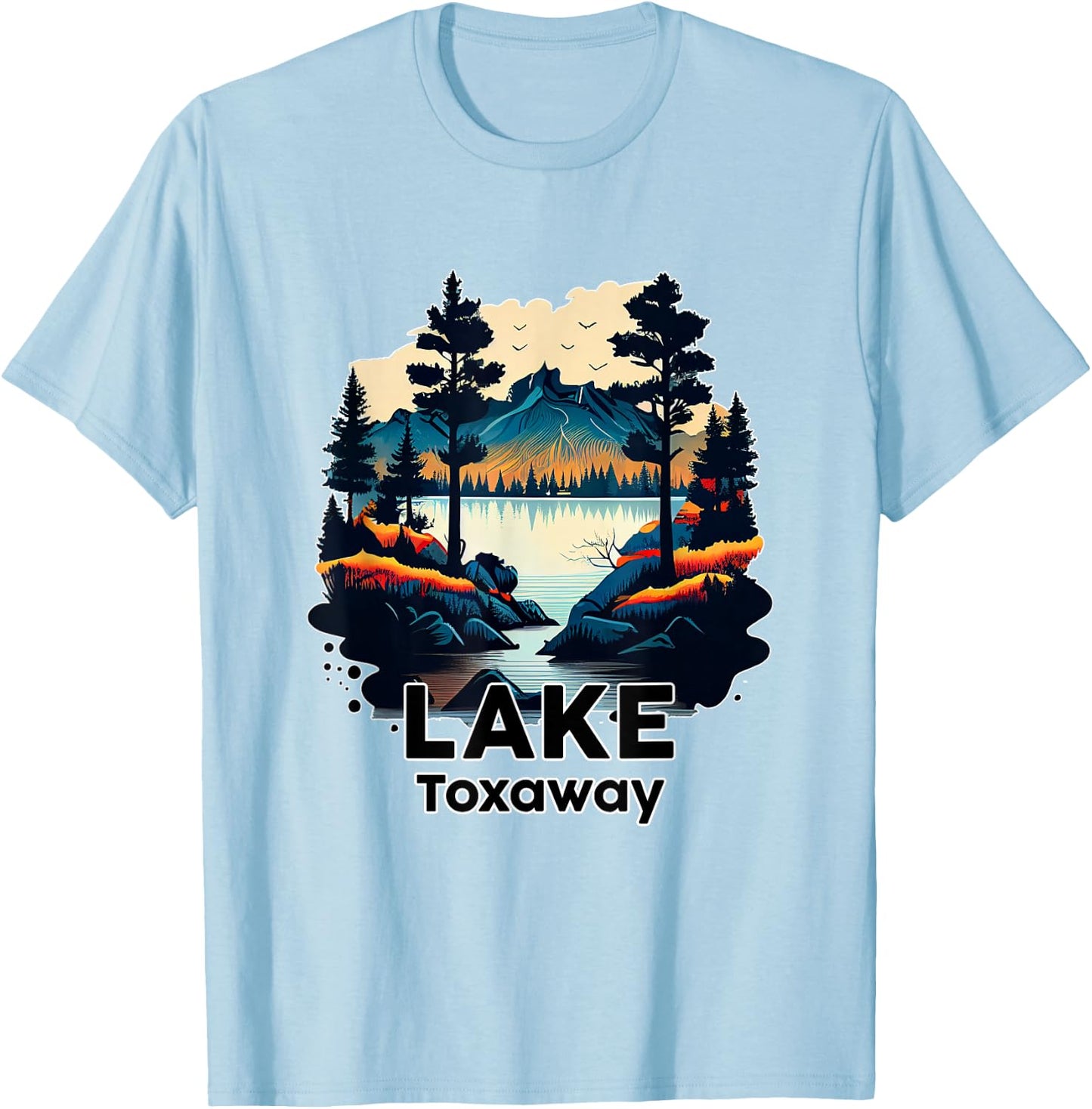 Lake Toxaway Retro Minimalist Lake Toxaway T-Shirt - T-Shirt | Light Blue