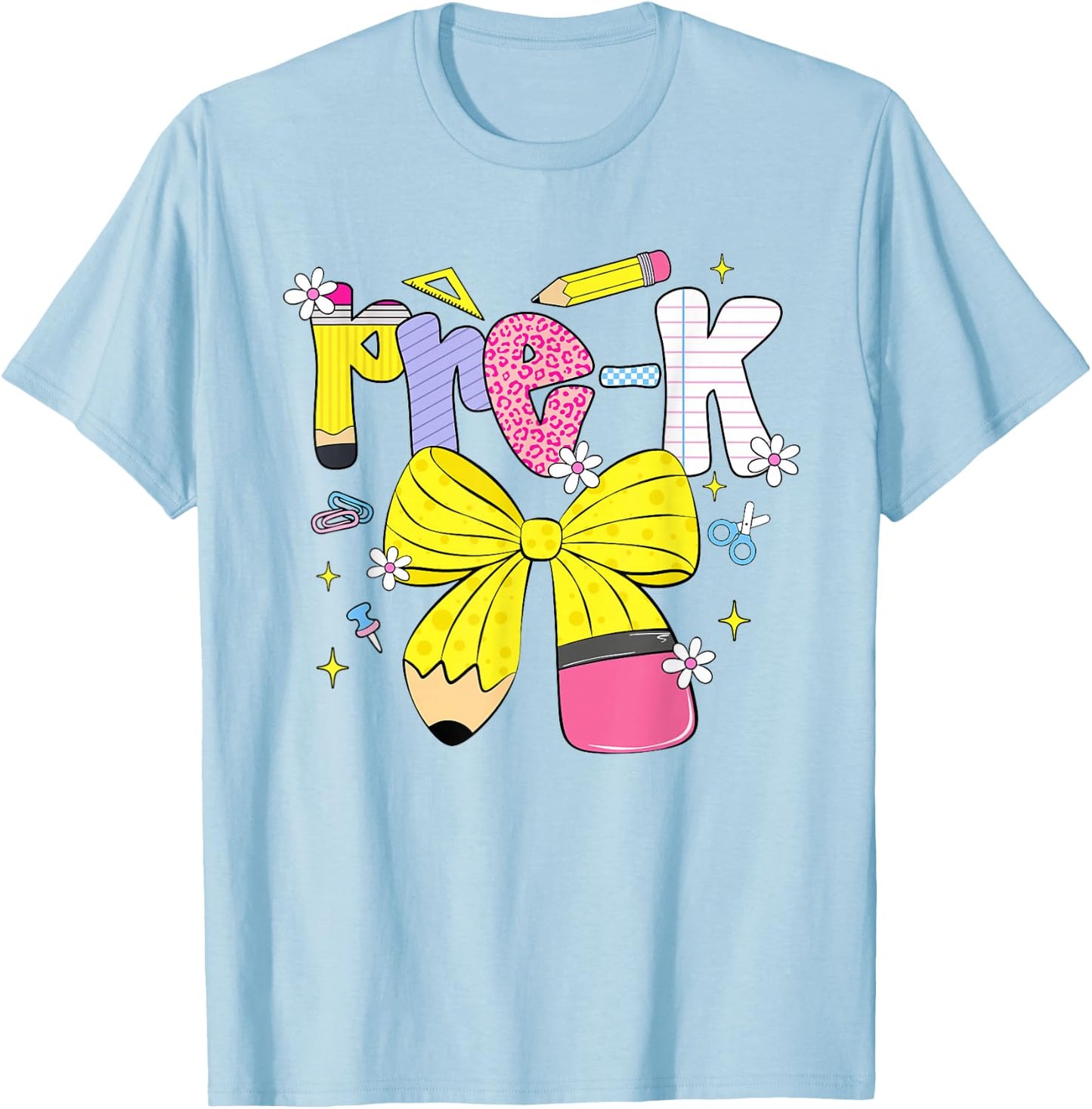 Preppy Pre-k Back to School Pencil Student Teacher Kid T-Shirt - T-Shirt | Light Blue