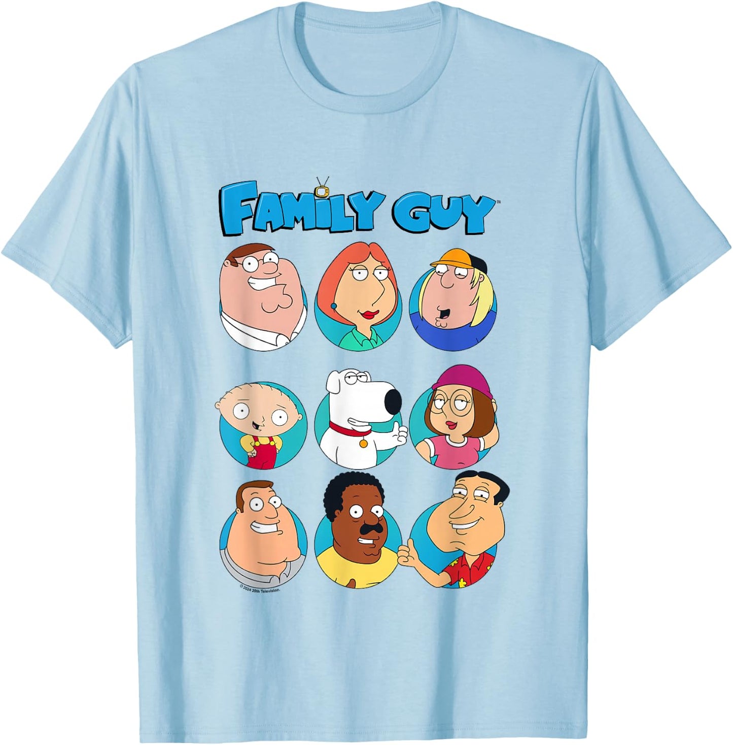Family Guy Quahog's First Family Group Box Up , Blue, S T-Shirt - T-Shirt | Light Blue