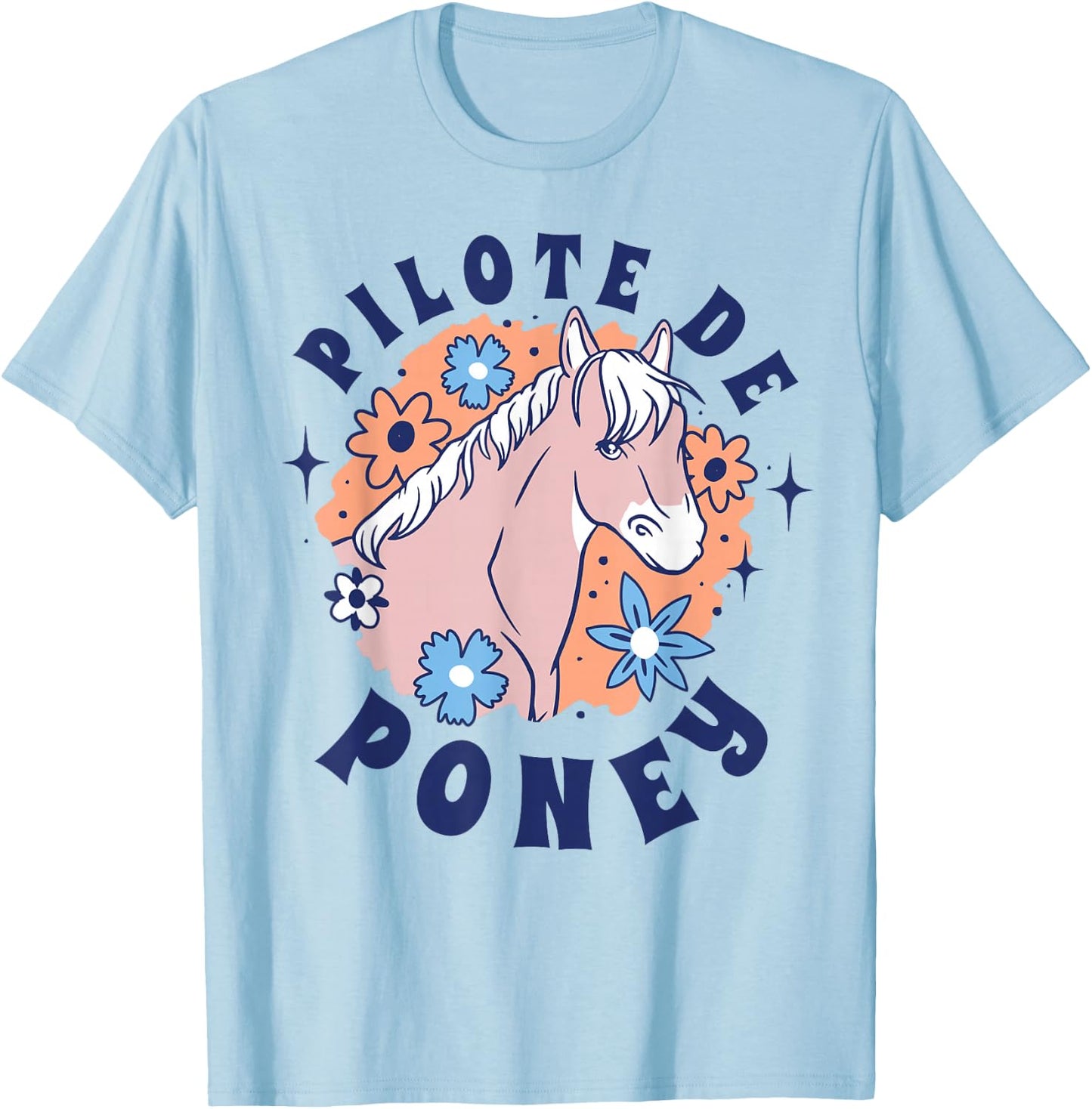 Girl Horse Riding Pony Pilot Girl Horses , white, S T-Shirt - T-Shirt | Light Blue