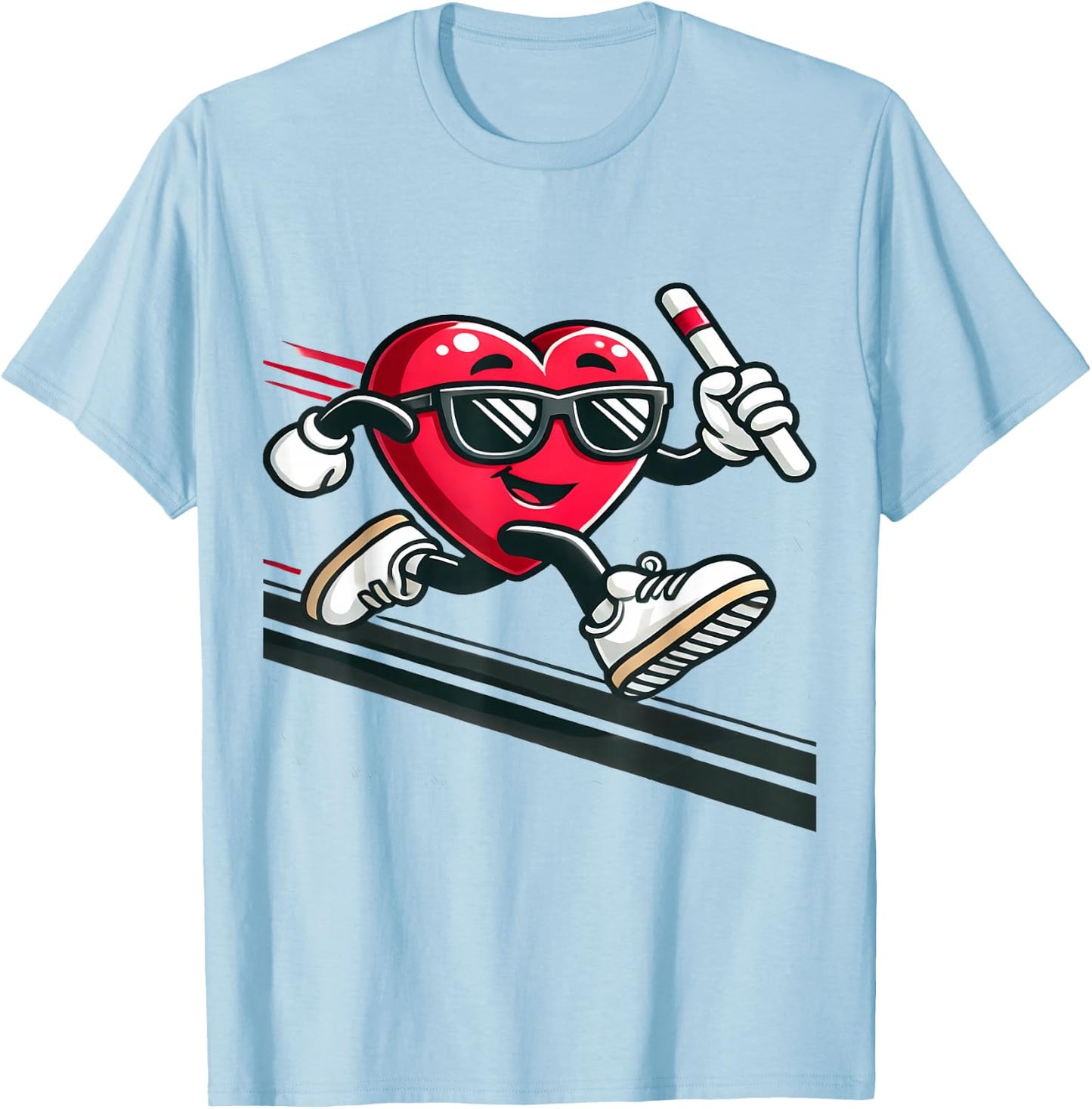 Valentine’s Day Love Heart Running Relay Track Runner T-Shirt - T-Shirt | Light Blue